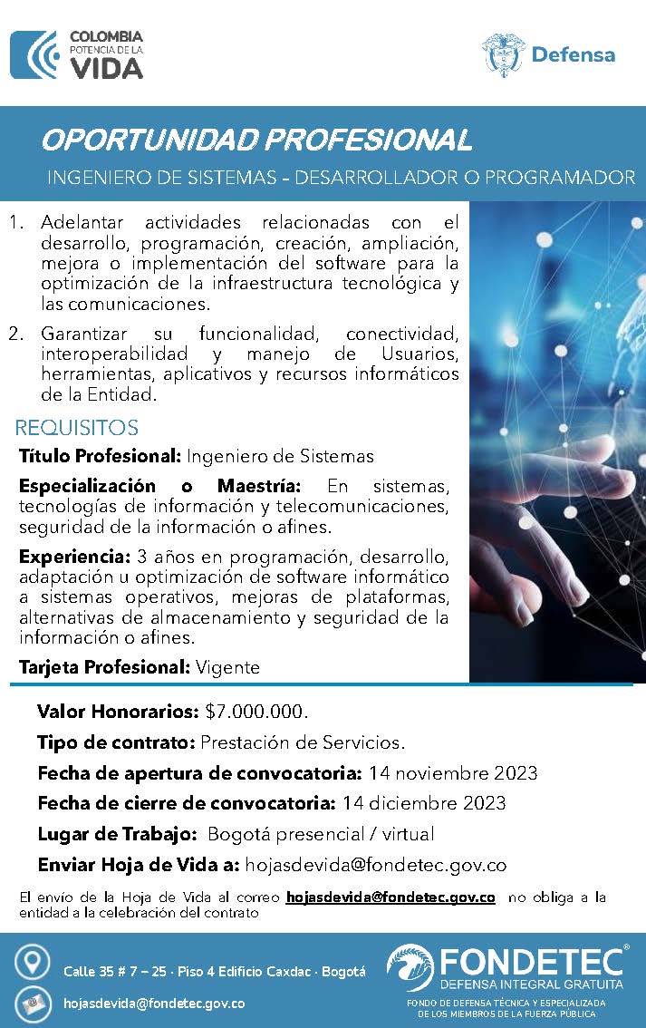 Ingeniero de Sistemas - Desarrollador o Programador